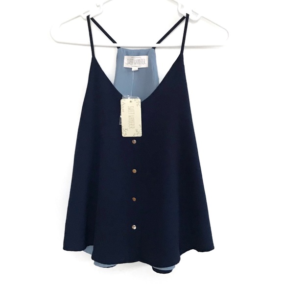 Sweet Wanderer Tops - Sweet Wanderer Navy Cute Flowy Tank S NWT